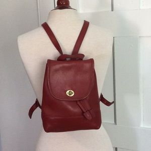 Vintage Red Coach Cowhide Backpack